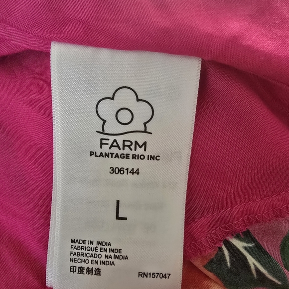 FARM Rio Pink and Orange Floral Mini Dress Size L Flowy - Picture 9 of 10